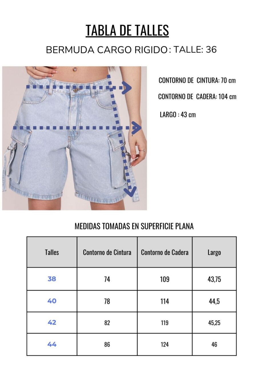 Bermuda cargo rígido con tiras