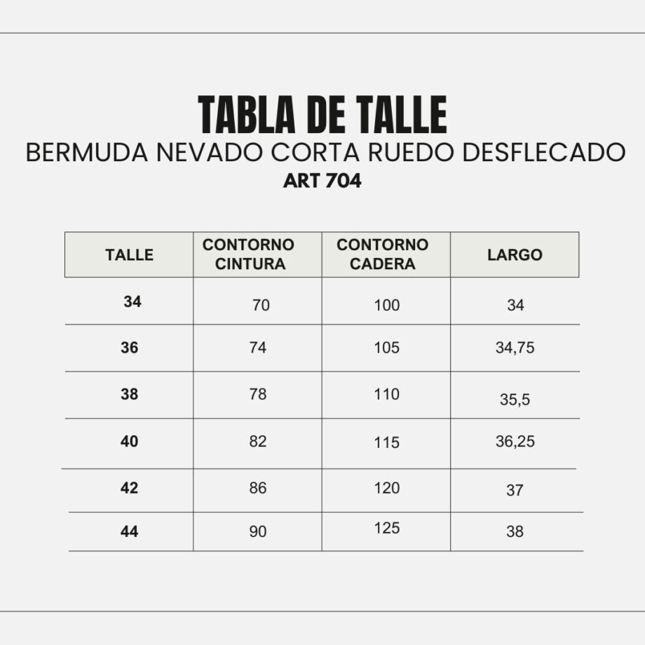 Bermuda corta rígido nevado ruedo desflecado