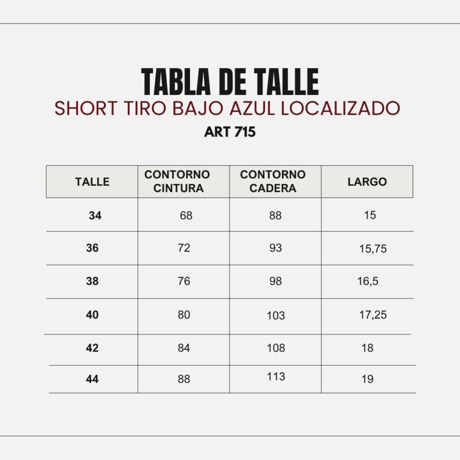 Short rígido tiro bajo azul nevado localizado ruedo desflecado