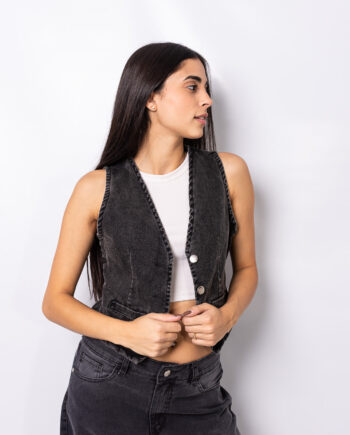 Chaleco denim rigido Black nevado