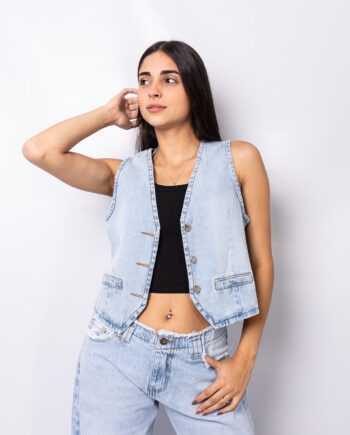 Chaleco Denim rígido nevado sky