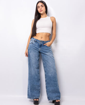 Straigh Tiro bajo azul localizado flap Pocket