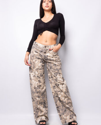 Wide leg Rigido print Tiro bajo Ruedo normal