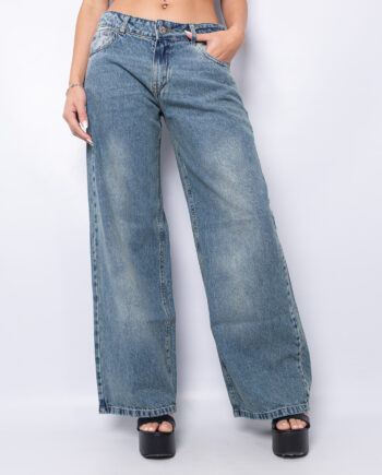 Wide leg Rigido Matizado arena localizado tiro bajo ruedo normal