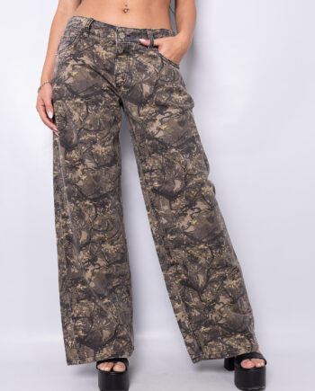 Wide leg Tiro bajo Rígido Real Tree Camuflado