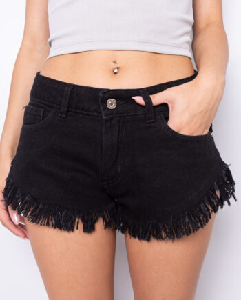 Short rigido BLACK ruedo desflecado