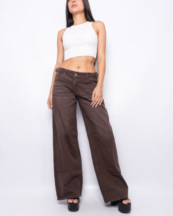 Wide leg Rígido Chocolate Hebilla lateral