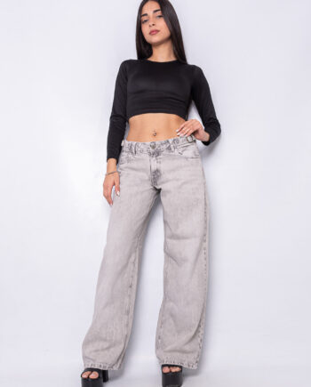 Wide leg rígido GRIS CLARO hebilla lateral regulable