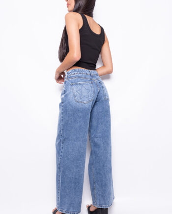 WIDE LEG RÍGIDO AZUL NEVADO CON ESTRELLA EN EL BOLSILLO RUEDO NORMAL