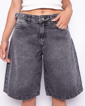 Bermuda rigido black nevado Con Hebilla Lateral