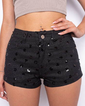 Short black elastizado con LENTEJUELAS