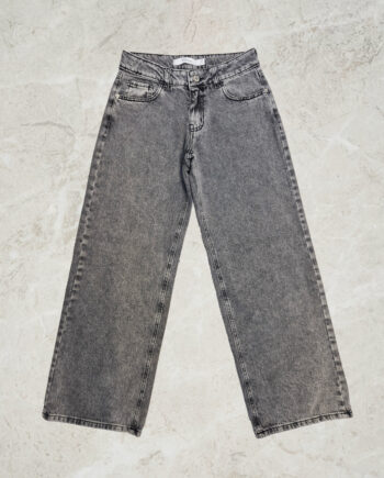 Wide Leg Tiro Bajo Negro Nevado Ruedo Normal