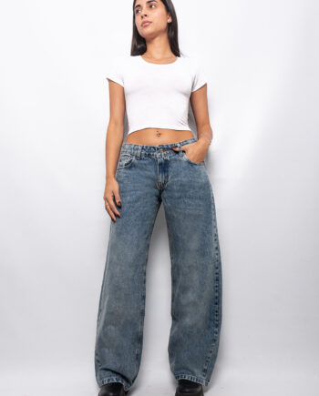 Wide Leg Rígido Tiro Bajo Matizado Arena Localizado Ruedo Normal