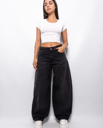 Baggy Rígido Tiro Medio Negro localizado Ruedo Normal