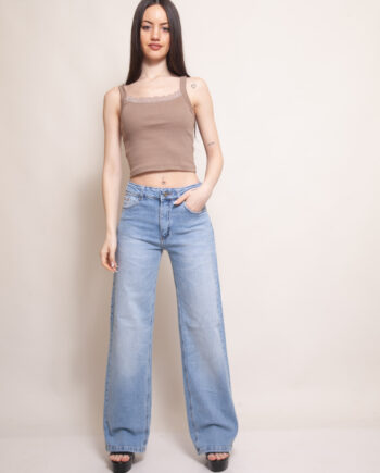 Wide Leg Nevado Elastizado PREMIUM Tiro Medio Ruedo Normal