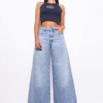 Super Wide Leg Tiro Medio Celeste Nevado Ruedo Normal