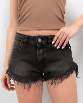 Short rígido Tiro Medio Negro Oxido ruedo desflecado