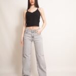 Wide Leg GRIS Nevado Elastizado PREMIUM Tiro Medio Ruedo Normal
