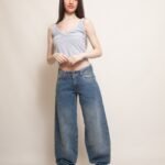 Baggy Rígido Tiro Bajo Azul Matizado Ruedo Normal